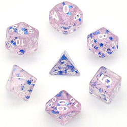 Purple Glitter Stars Dice Series 7-Dice Set (Online Only)