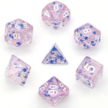 Purple Glitter Stars Dice Series 7-Dice Set (Online Only)