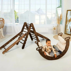 5in1 Montessori Climbing Set: Triangle Ladder + Arch/Rocker + Slide Board/Ramp + Netting rope + Cushion (ONLINE ORDER ONLY)