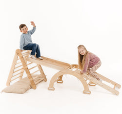 5in1 Montessori Climbing Set: Triangle Ladder + Arch/Rocker + Slide Board/Ramp + Netting rope + Cushion (ONLINE ORDER ONLY)