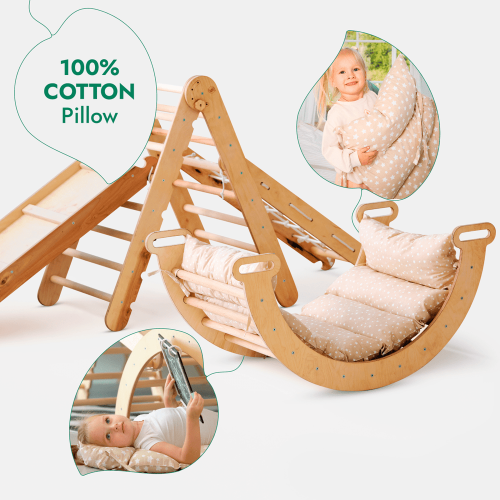 5in1 Montessori Climbing Set: Triangle Ladder + Arch/Rocker + Slide Board/Ramp + Netting rope + Cushion (ONLINE ORDER ONLY)
