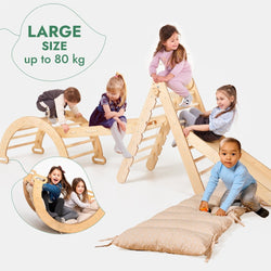 5in1 Montessori Climbing Set: Triangle Ladder + Arch/Rocker + Slide Board/Ramp + Netting rope + Cushion (ONLINE ORDER ONLY)