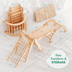 5in1 Montessori Climbing Set: Triangle Ladder + Arch/Rocker + Slide Board/Ramp + Netting rope + Cushion (ONLINE ORDER ONLY)