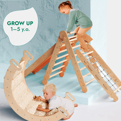 5in1 Montessori Climbing Set: Triangle Ladder + Arch/Rocker + Slide Board/Ramp + Netting rope + Cushion (ONLINE ORDER ONLY)