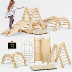 5in1 Montessori Climbing Set: Pikler, Climbing Arch, Slide, Net & Cushion (ONLINE ORDER ONLY)