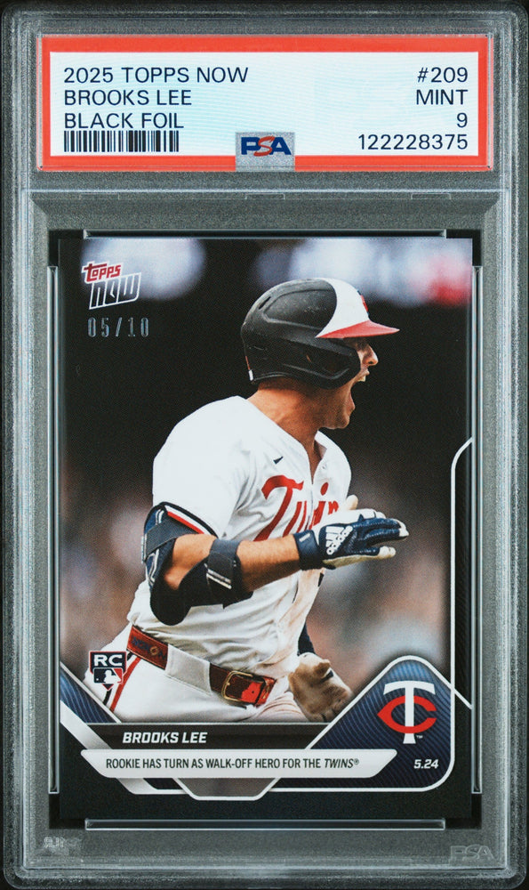 Graded 2025 Topps Now Brooks Lee #209 Black Foil /10 Rookie RC Baseball Card PSA 9 Mint (ONLINE ORDER ONLY)