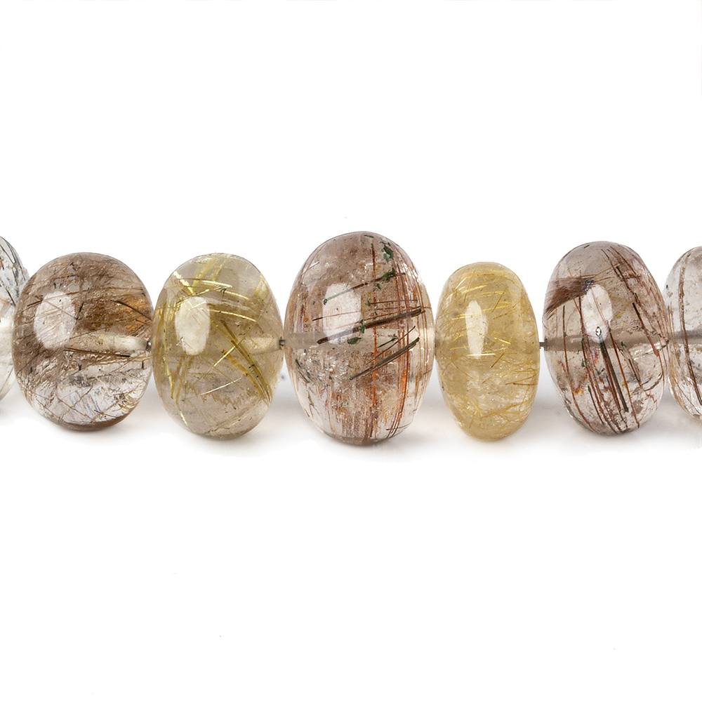 5mm - 14mm Rutilated & Tourmalinated Quartz plain rondelles 16 inch 64 beads A (ONLINE ORDER ONLY)