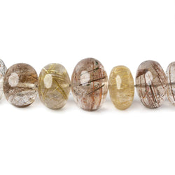 5mm - 14mm Rutilated & Tourmalinated Quartz plain rondelles 16 inch 64 beads A (ONLINE ORDER ONLY)