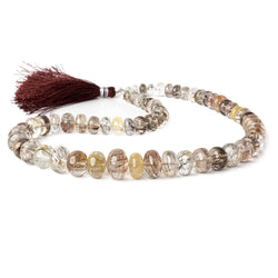 5mm - 14mm Rutilated & Tourmalinated Quartz plain rondelles 16 inch 64 beads A (ONLINE ORDER ONLY)