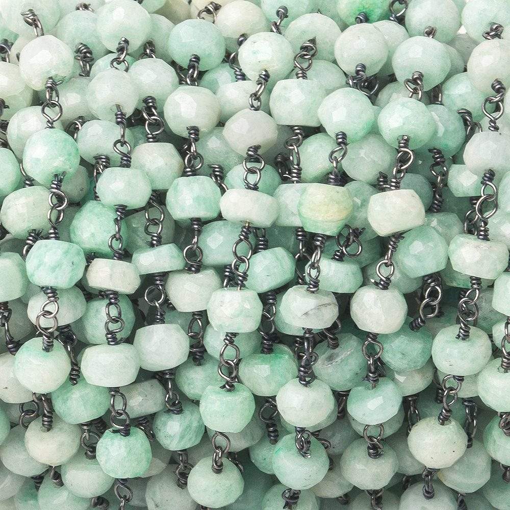 5mm Amazonite faceted rondelle Black Gold Chain by the foot 34 pieces (ONLINE ORDER ONLY)