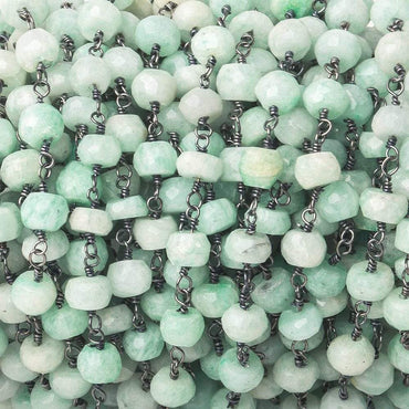 5mm Amazonite faceted rondelle Black Gold Chain by the foot 34 pieces (ONLINE ORDER ONLY)