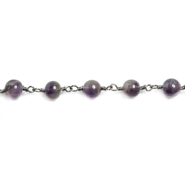 5mm Amethyst plain round Black Gold plated Chain by the foot 29 pieces (ONLINE ORDER ONLY)