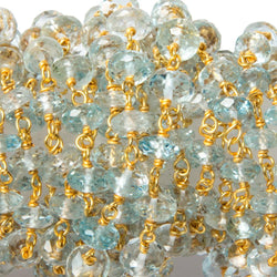 5mm Aquamarine faceted rondelle Vermeil Chain by the foot 40 pcs (ONLINE ORDER ONLY)