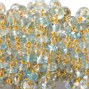5mm Aquamarine faceted rondelle Vermeil Chain by the foot 40 pcs (ONLINE ORDER ONLY)