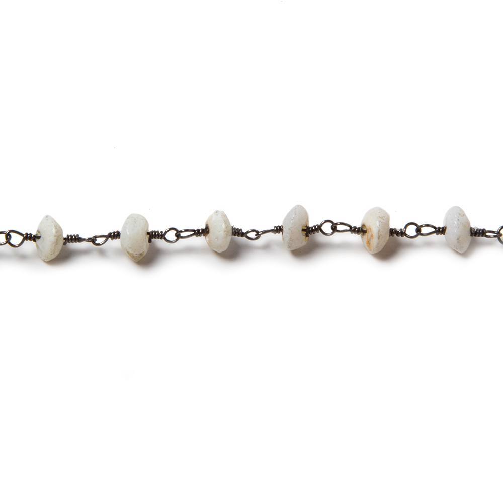 5mm Australian Opal plain rondelle Black Gold plated Chain by the foot 37 pcs (ONLINE ORDER ONLY)