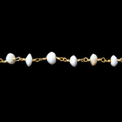 5mm Australian Opal plain rondelle Gold plated Chain by the foot 33 pieces (ONLINE ORDER ONLY)
