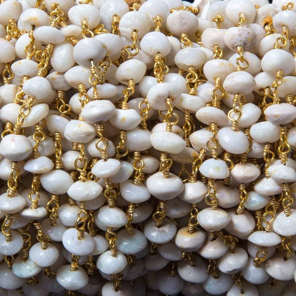 5mm Australian Opal plain rondelle Gold plated Chain by the foot 33 pieces (ONLINE ORDER ONLY)