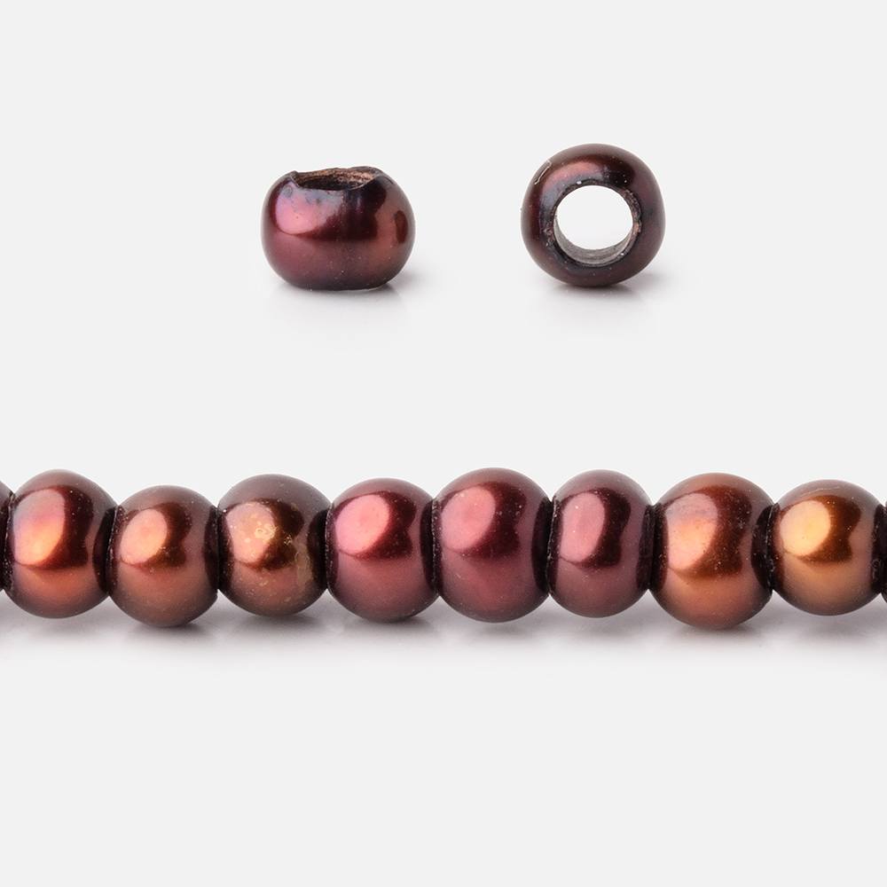 5mm Bing Cherry Red 2.5mm Large Hole Off Round Pearls 15 inch 122 Beads (ONLINE ORDER ONLY)