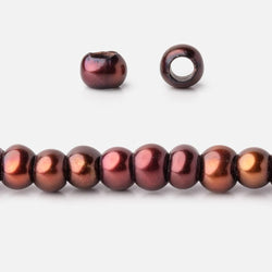 5mm Bing Cherry Red 2.5mm Large Hole Off Round Pearls 15 inch 122 Beads (ONLINE ORDER ONLY)