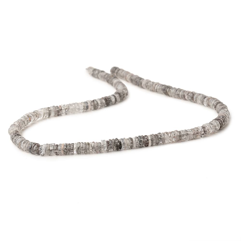 5mm Black Tourmalinated Quartz plain heshi beads 16 inch 270 beads (ONLINE ORDER ONLY)
