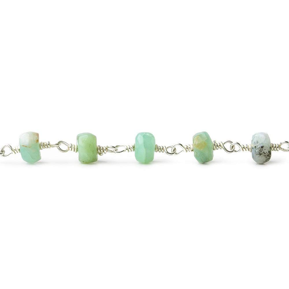 5mm Blue Peruvian Opal Heishi Silver plated Chain by the foot (ONLINE ORDER ONLY)