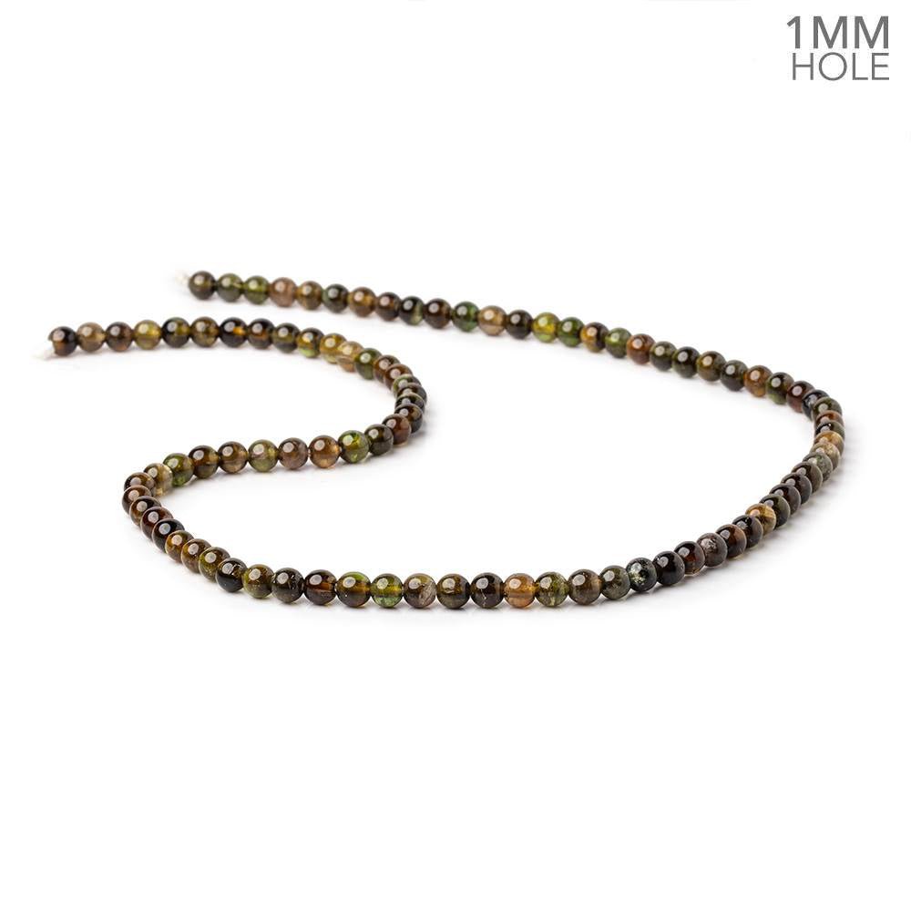 5mm Brown & Green Tourmaline Plain Round Beads 16 inch 88 pieces 1mm Hole (ONLINE ORDER ONLY)