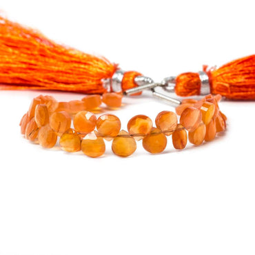 5mm Carnelian faceted heart briolette beads 5 inch 44 pieces (ONLINE ORDER ONLY)