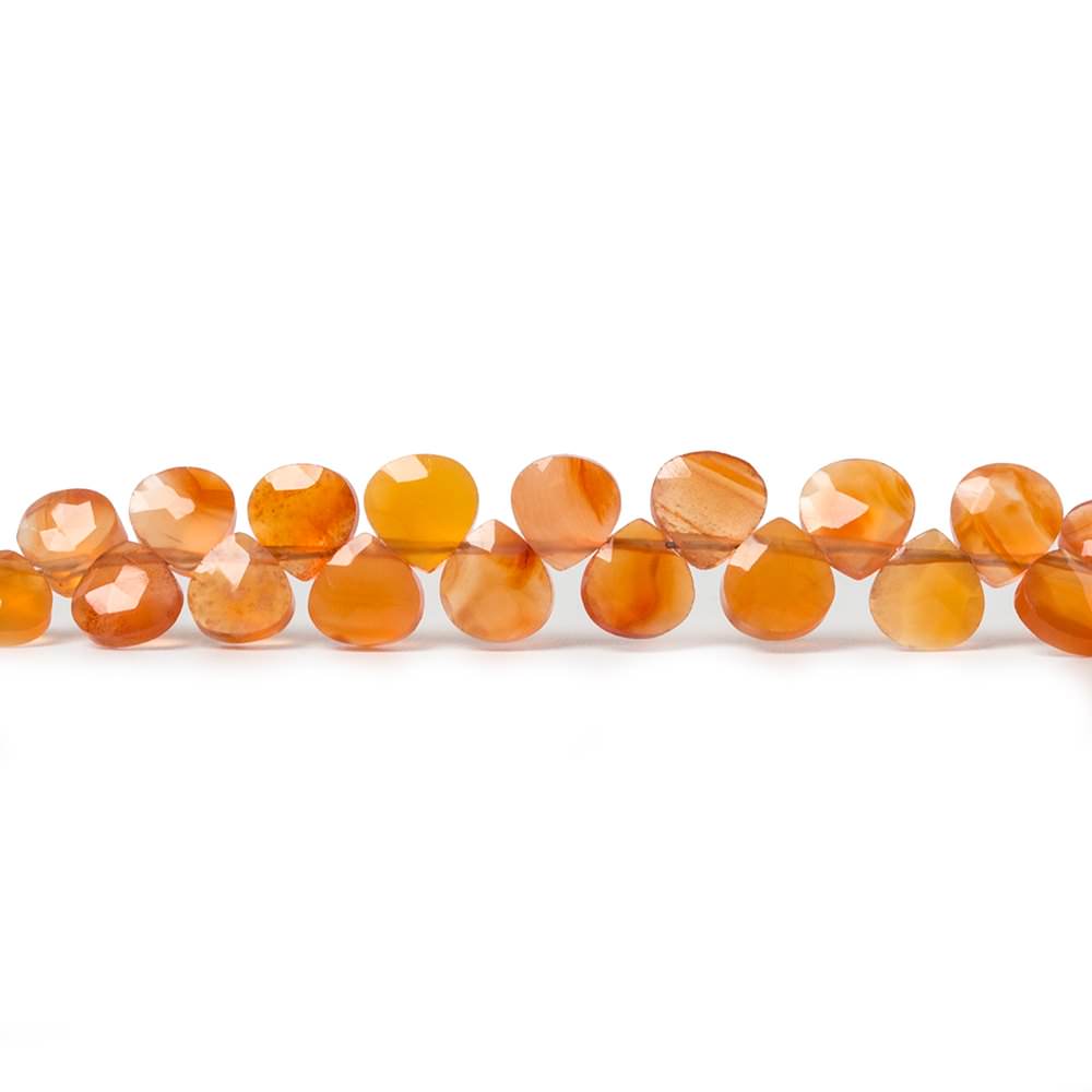 5mm Carnelian faceted heart briolette beads 5 inch 44 pieces (ONLINE ORDER ONLY)