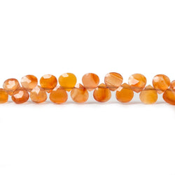 5mm Carnelian faceted heart briolette beads 5 inch 44 pieces (ONLINE ORDER ONLY)