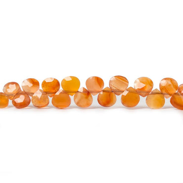 5mm Carnelian faceted heart briolette beads 5 inch 44 pieces (ONLINE ORDER ONLY)