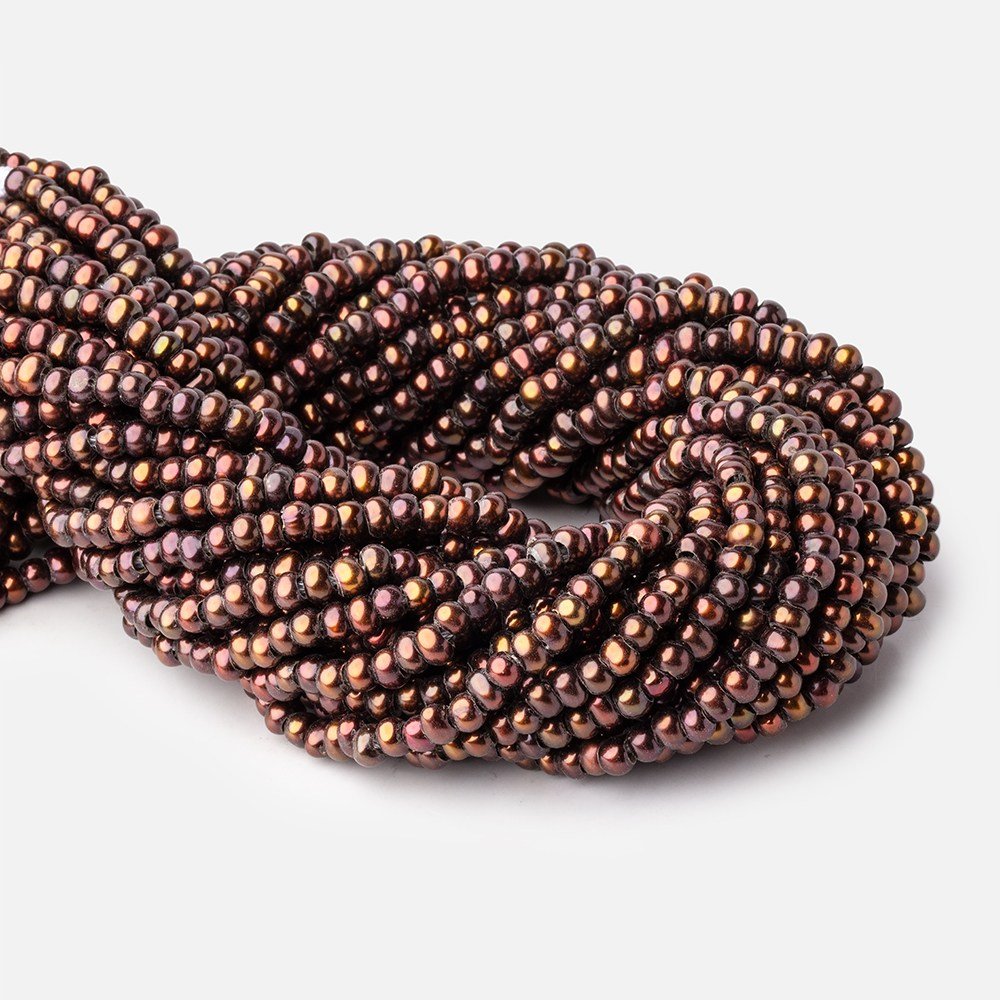 5mm Chestnut 2.5mm Large Hole Off Round Pearls 15 inch 115 Beads (ONLINE ORDER ONLY)