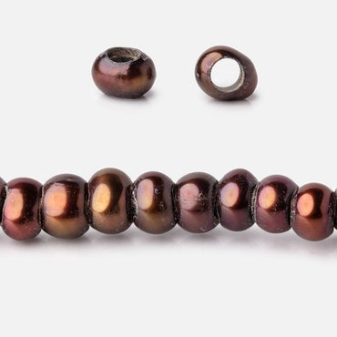 5mm Chestnut 2.5mm Large Hole Off Round Pearls 15 inch 115 Beads (ONLINE ORDER ONLY)