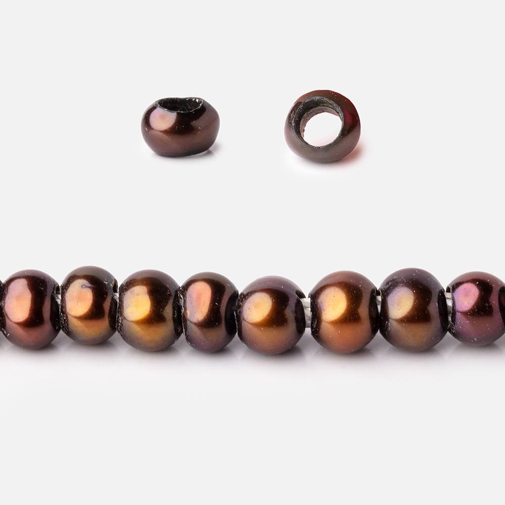 5mm Chocolate 2.5mm Large Hole Off Round Pearls 15 inch 122 Beads (ONLINE ORDER ONLY)
