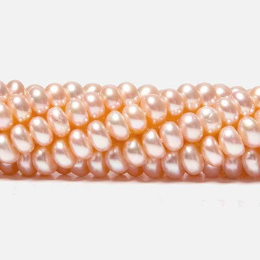 5mm Coral Cream Center Drilled Button Freshwater Pearls 15.5 inch 114 pieces (ONLINE ORDER ONLY)