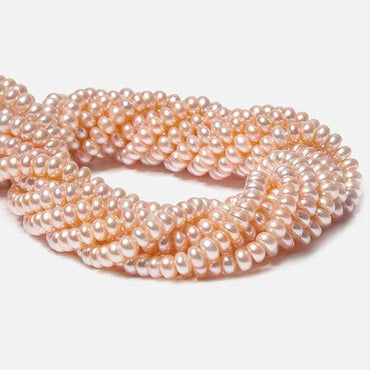 5mm Coral Cream Center Drilled Button Freshwater Pearls 15.5 inch 114 pieces (ONLINE ORDER ONLY)