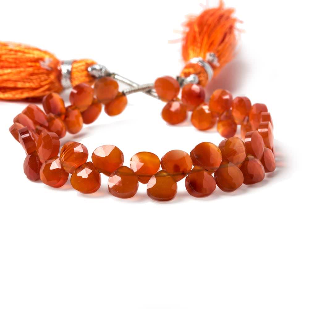 4mm Dark Carnelian faceted heart briolette beads 5 inch 44 pieces (ONLINE ORDER ONLY)