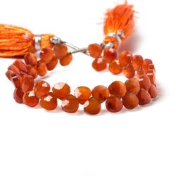 4mm Dark Carnelian faceted heart briolette beads 5 inch 44 pieces (ONLINE ORDER ONLY)