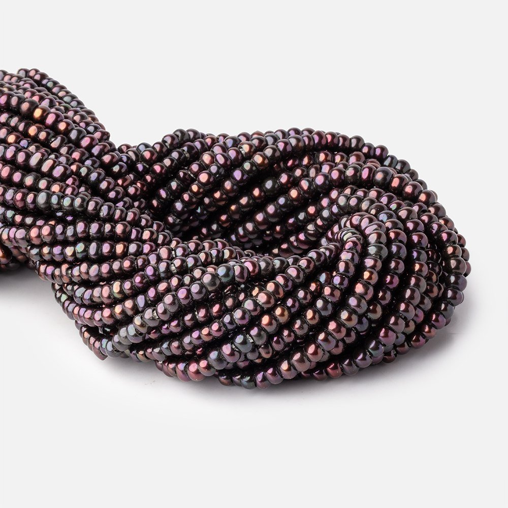 5mm Eggplant 2.5mm Large Hole Off Round Pearls 15 inch 135 Beads (ONLINE ORDER ONLY)