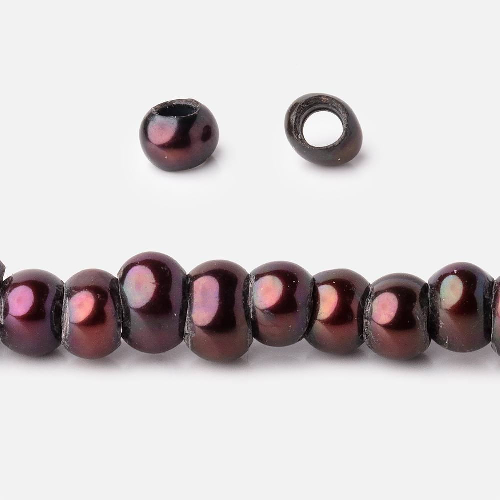 5mm Eggplant 2.5mm Large Hole Off Round Pearls 15 inch 135 Beads (ONLINE ORDER ONLY)