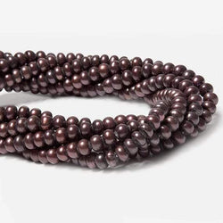 5mm Eggplant Center Drilled Button Freshwater Pearls 16 inch 120 pieces (ONLINE ORDER ONLY)