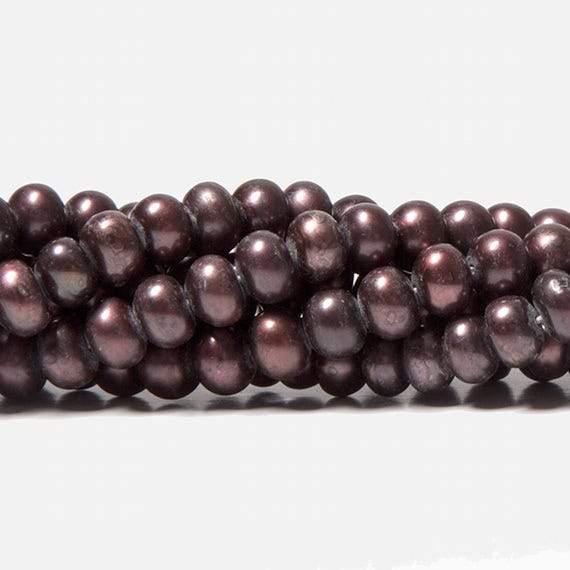 5mm Eggplant Center Drilled Button Freshwater Pearls 16 inch 120 pieces (ONLINE ORDER ONLY)