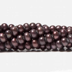 5mm Eggplant Center Drilled Button Freshwater Pearls 16 inch 120 pieces (ONLINE ORDER ONLY)