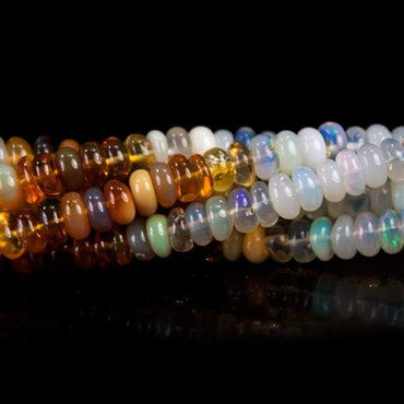 5mm Ethiopian Multi Color Opal Plain Rondelle Beads 13 inch 105 pieces (ONLINE ORDER ONLY)