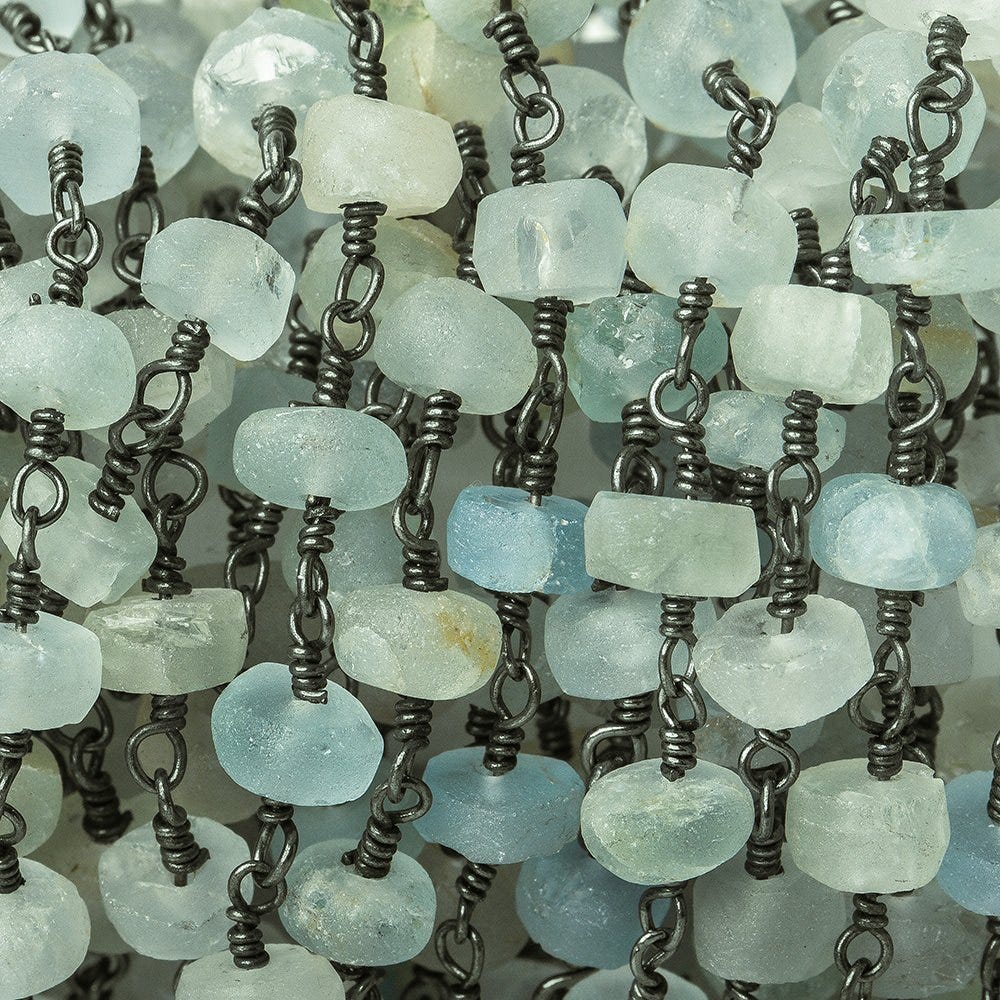 5mm Frosted Beryl plain rondelle Black Gold plated Chain by the foot 31 pieces (ONLINE ORDER ONLY)