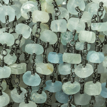 5mm Frosted Beryl plain rondelle Black Gold plated Chain by the foot 31 pieces (ONLINE ORDER ONLY)