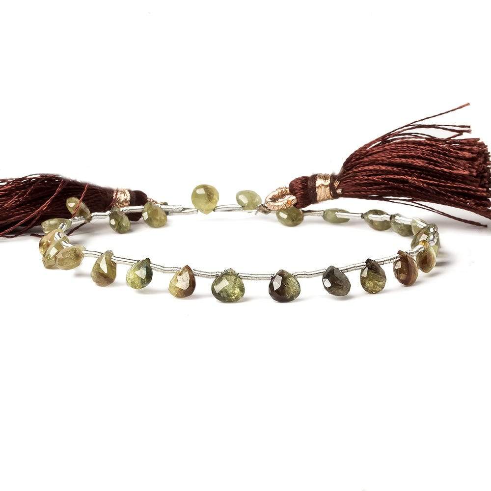 5mm Golden Yellow and Brown Sapphire Heart Briolettes 8 inch 24 pieces (ONLINE ORDER ONLY)