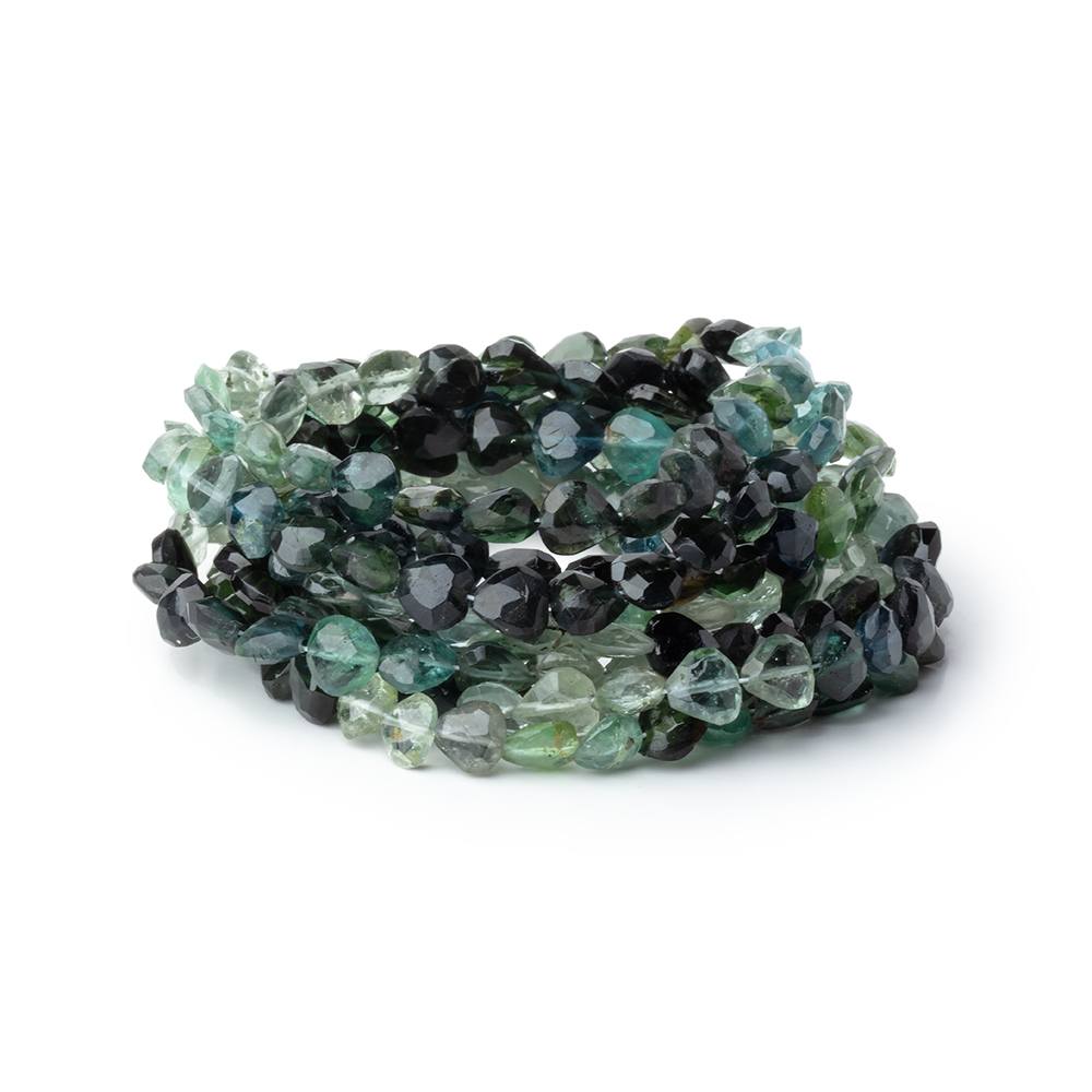 5mm Indicolite & Green Tourmaline Faceted Heart Beads 16 inch 78 pieces (ONLINE ORDER ONLY)
