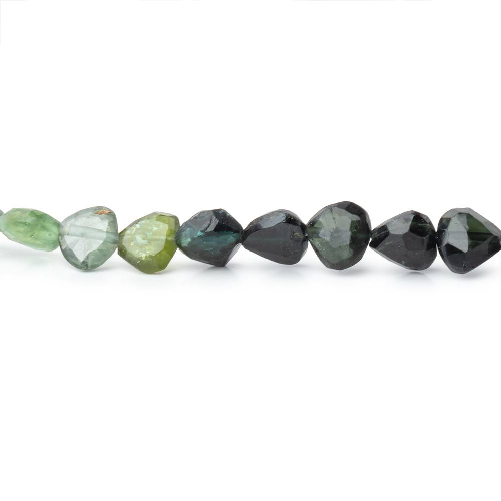 5mm Indicolite & Green Tourmaline Faceted Heart Beads 16 inch 78 pieces (ONLINE ORDER ONLY)