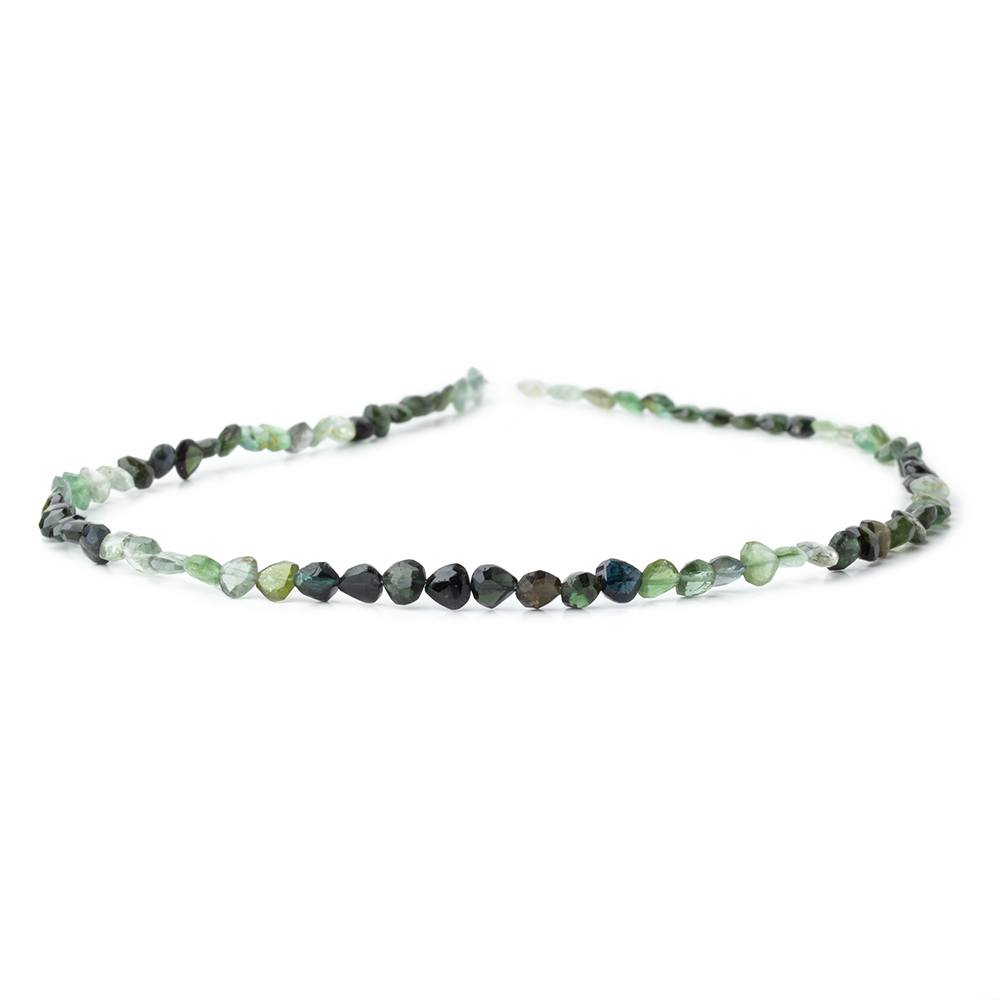 5mm Indicolite & Green Tourmaline Faceted Heart Beads 16 inch 78 pieces (ONLINE ORDER ONLY)