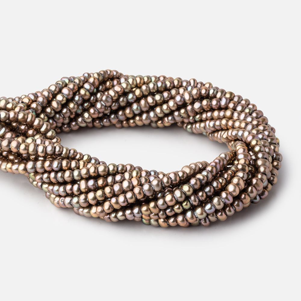 5mm Khaki Green 2.5mm Large Hole Off Round Pearls 15 inch 115 Beads (ONLINE ORDER ONLY)